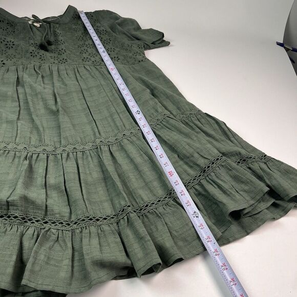 Nurture Westbound Eyelet Lace Tiered Dress sz 3X Olive Green Cottagecore Boho - Picture 6 of 12